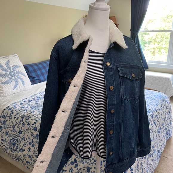 NWT Draper James Shearling Jean Jacket Size Medium (oversized) - Picture 8 of 16